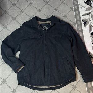 Prana Black Men's Wooly Jacket Shacket Black Heather